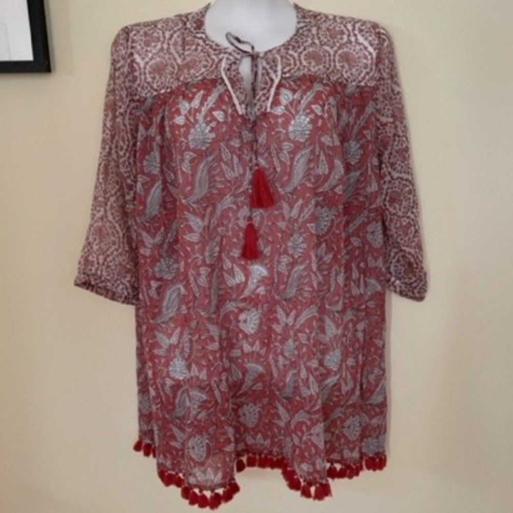 Roller Rabbit Floral Fringe-Trim Tunic